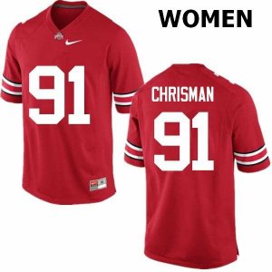 Women's Ohio State Buckeyes #91 Drue Chrisman Red Nike NCAA College Football Jersey Official NVS1144ZJ